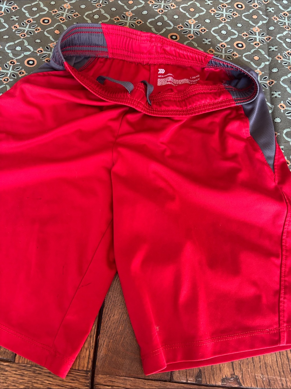 all in motion Red and Gray Kids Athletic Shorts
